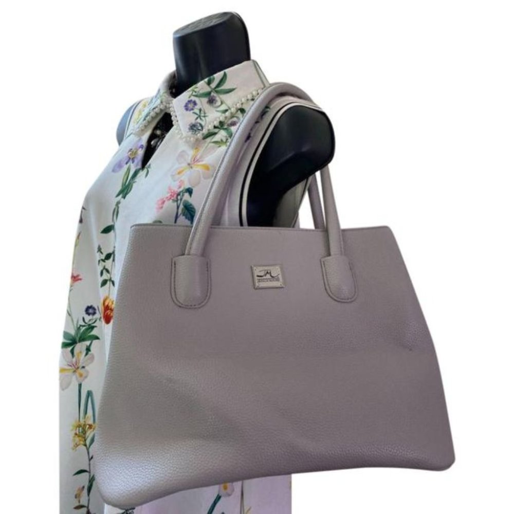 Jessica Moore Gray Faux Leather Shoulder Bag